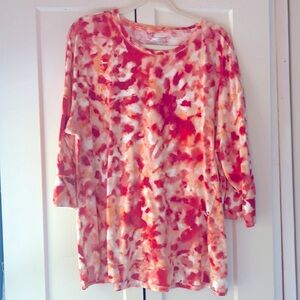 Westbound top, dk pink, orange and cream size 2X